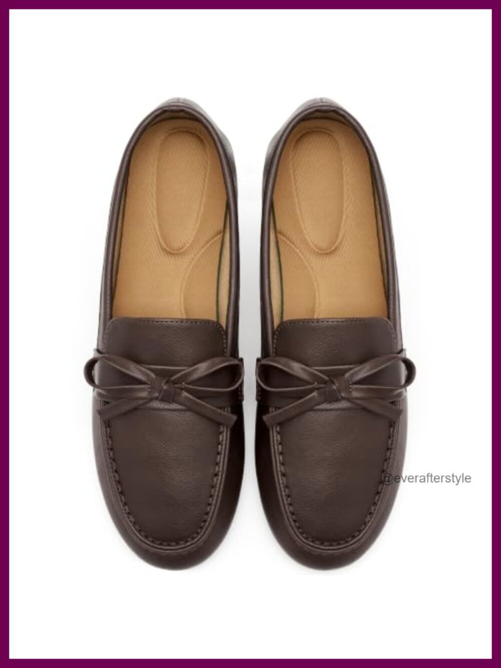 Women's Round Toe Slip On Faux Leather Loafers with Memory Foam & Bow